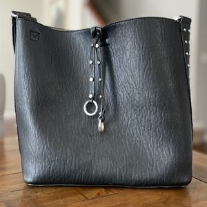 Calvin Klein Black Studded Purse Handbag Silver Stud